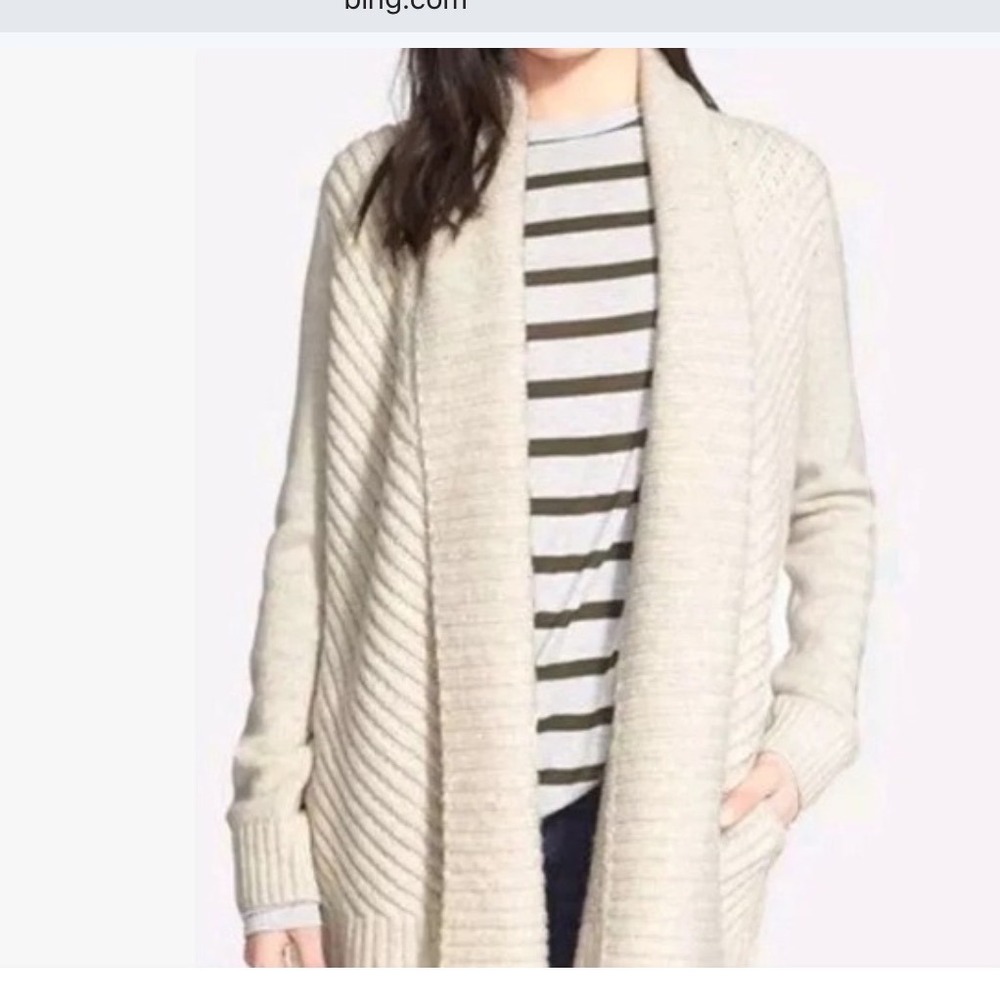 Vince Womens XS Yak Wool Blend Shawl Collar Open Front‎ Cardigan Oatmeal Beige
